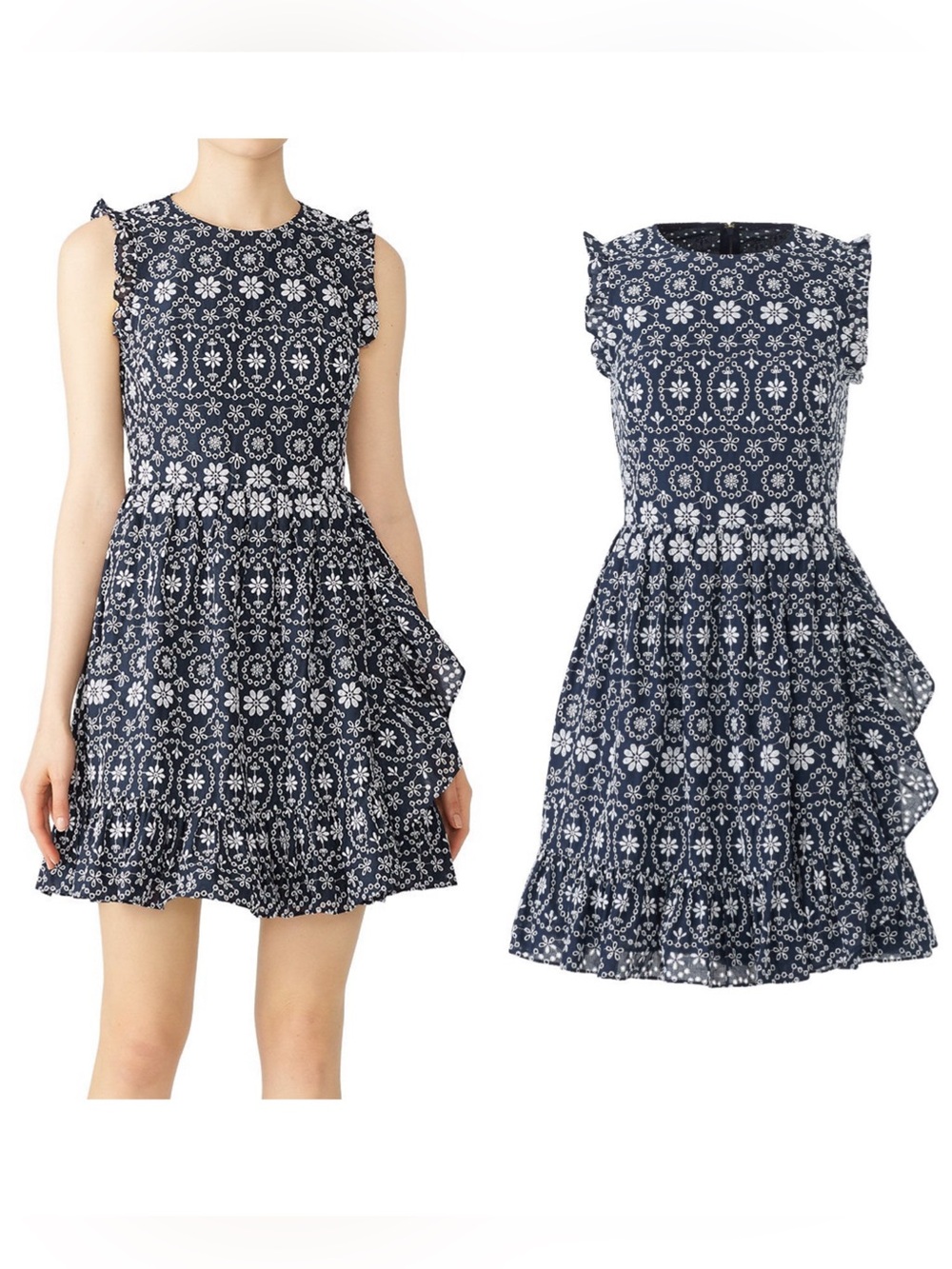 KATE SPADE Shore Thing Eyelet Embroidered Belted Wrap Dress Coquette 12